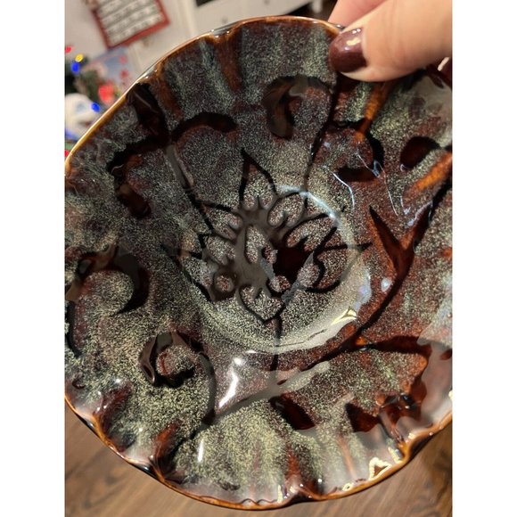 Savoy Ambiance Collection Retired Blue Soup Bowl Speckled Scalloped Lotus Flower - Picture 2 of 7